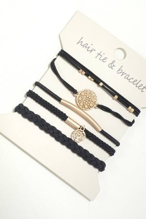 BOHO DUAL FUNCTION KNOT BRACELET HAIR TIES | 40BH100: Brown