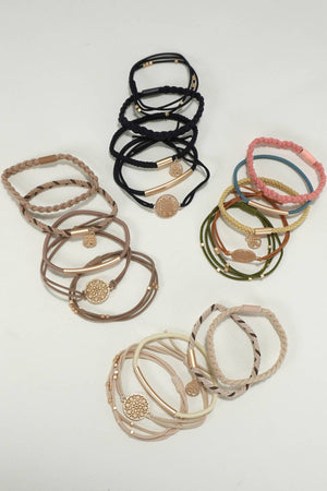 BOHO DUAL FUNCTION KNOT BRACELET HAIR TIES | 40BH100: Brown