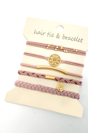 BOHO DUAL FUNCTION KNOT BRACELET HAIR TIES | 40BH100: Brown