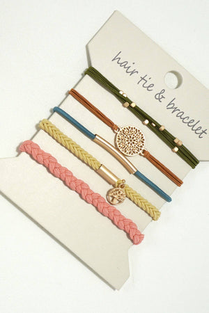 BOHO DUAL FUNCTION KNOT BRACELET HAIR TIES | 40BH100: Brown
