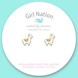 
                
                    Load image into Gallery viewer, Girl Nation Glama Llama Cutie Stud Earrings
                
            