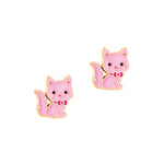 Girl Nation Pink Kitty Cutie Stud Earrings