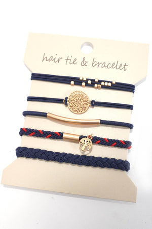 BOHO DUAL FUNCTION KNOT BRACELET HAIR TIES | 40BH100: Brown