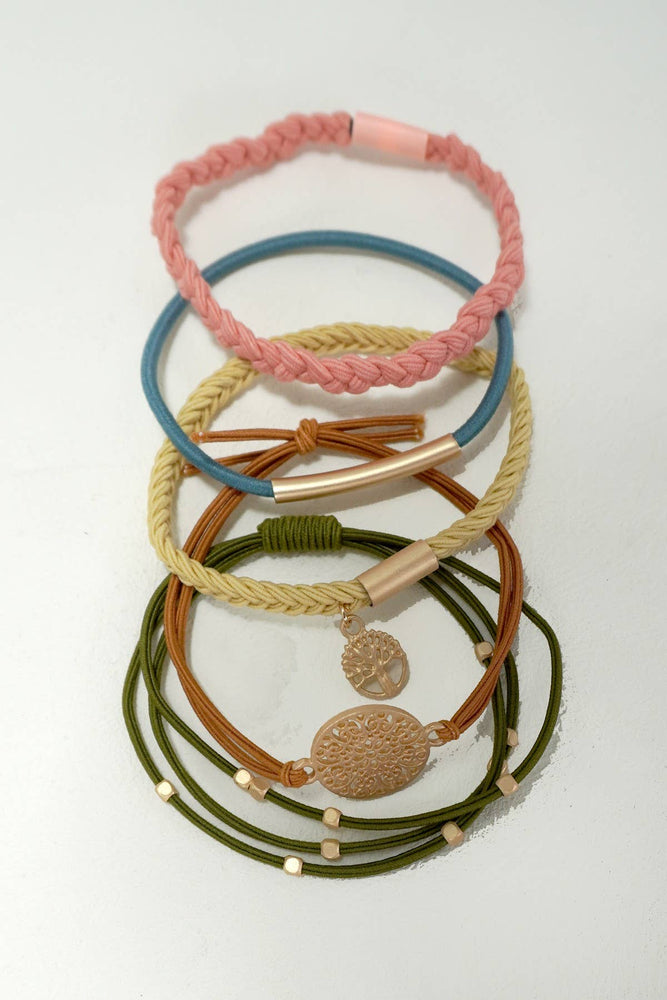 BOHO DUAL FUNCTION KNOT BRACELET HAIR TIES | 40BH100: Brown
