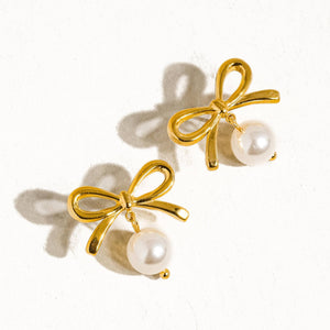 MAIQ Accessories Bow Pearl Earrings
