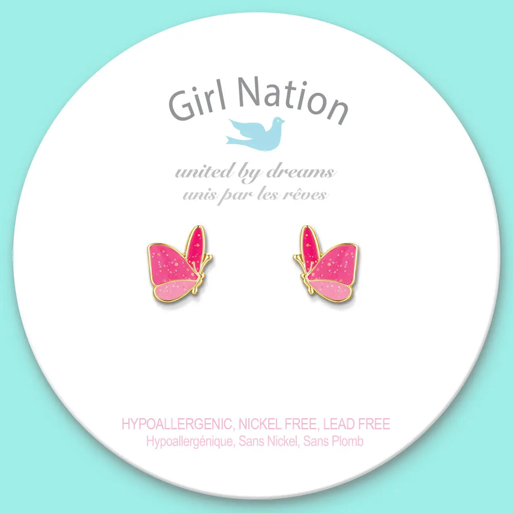 Girl Nation Glitter Butterfly Cutie Stud Earrings