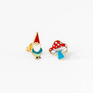 
                
                    Load image into Gallery viewer, Yellow Owl Workshop Gnome And Mushroom Earrings
                
            