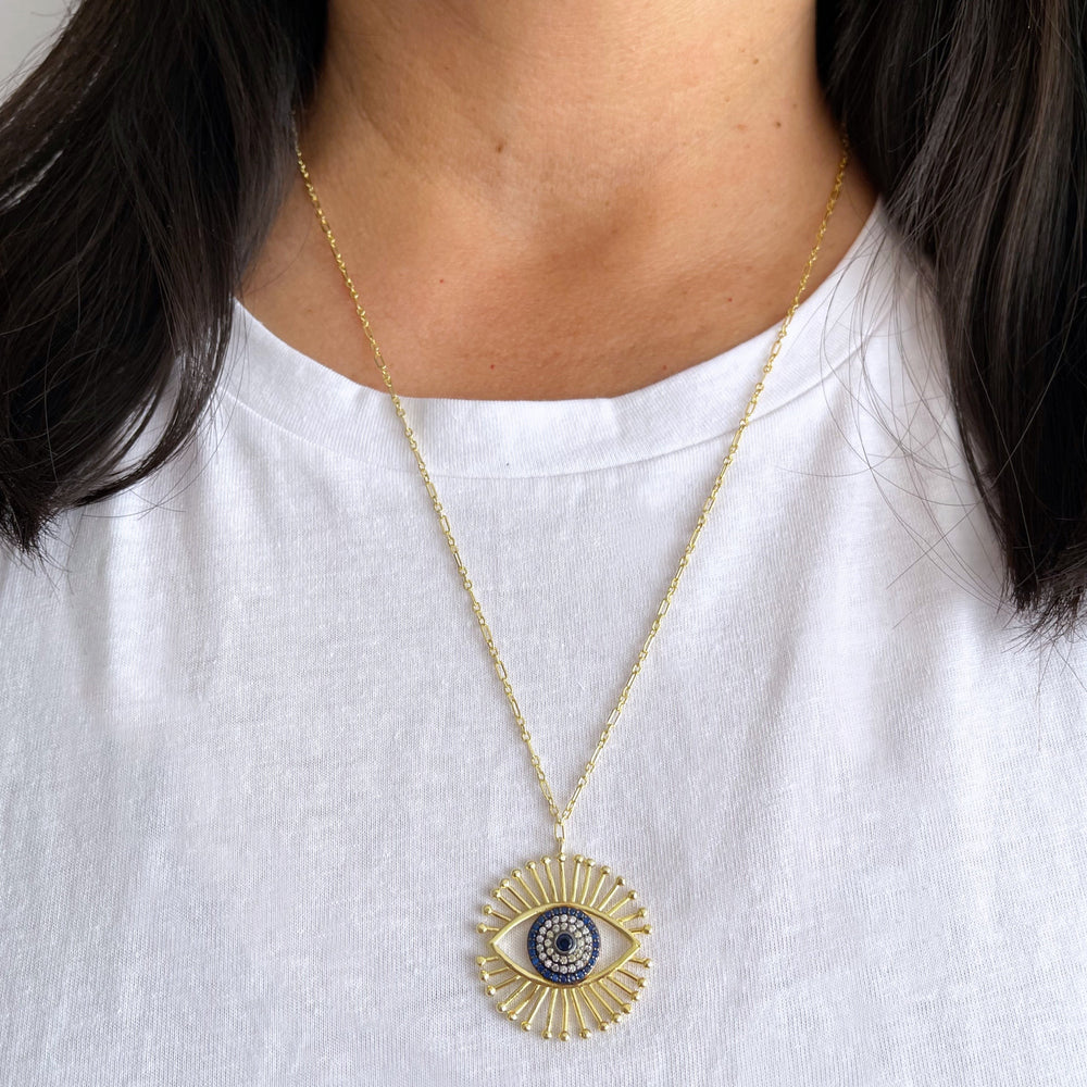 
                
                    Load image into Gallery viewer, Hippie Chic by OP Evil Eye CZ Starburst Necklace
                
            