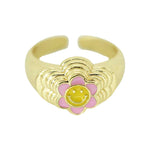Hippie Chic by OP Happy Face Flower Adjustable Ring